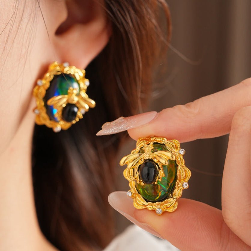 14K Gold Light Luxury Resin Bee Earrings - ACOOE