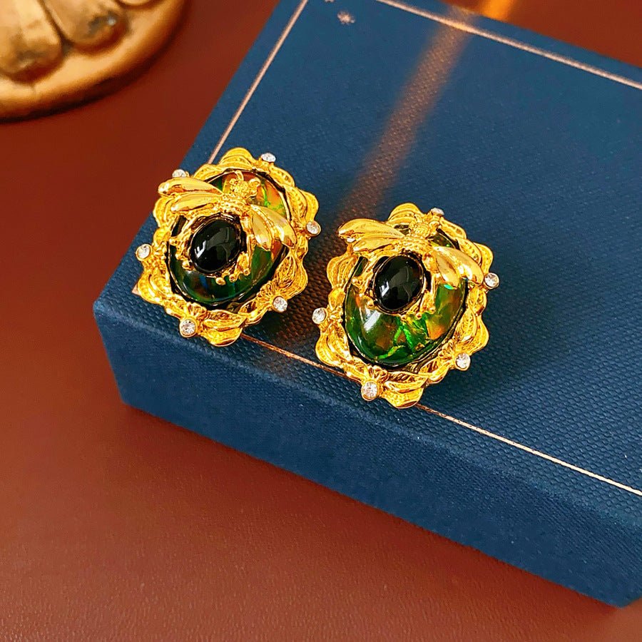 14K Gold Light Luxury Resin Bee Earrings - ACOOE