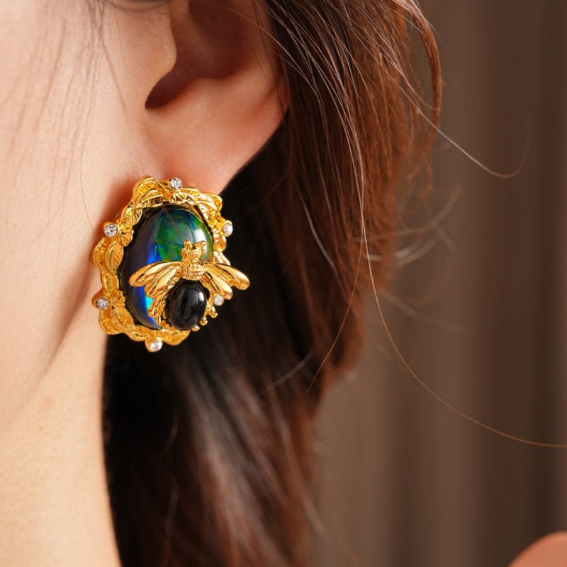 14K Gold Light Luxury Resin Bee Earrings - ACOOE