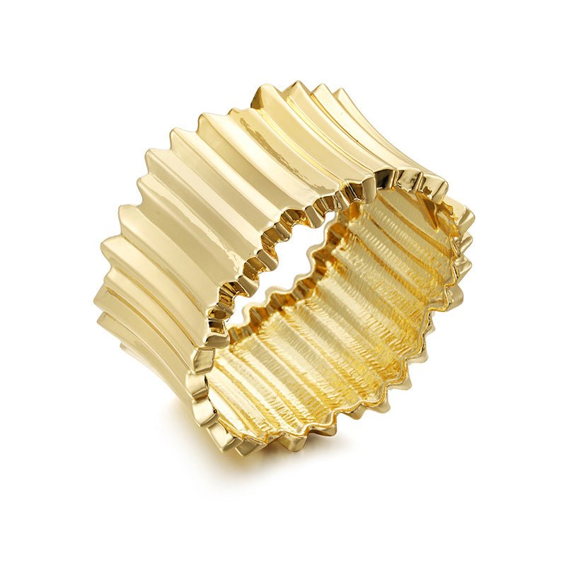 ACOOE 14K Gold Plated Chunky Wide Cuff Bracelet 03 - ACOOE