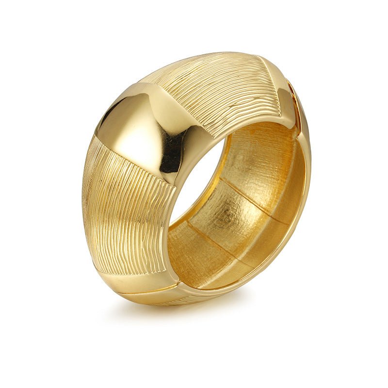 ACOOE 14K Gold Plated Chunky Wide Cuff Bracelet 04 - ACOOE