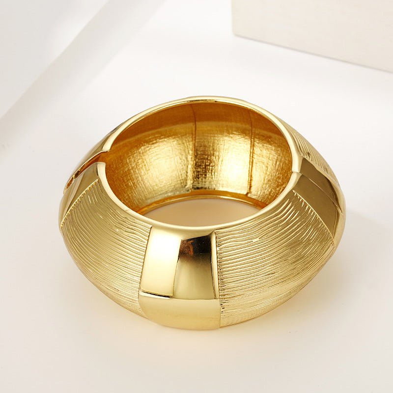 ACOOE 14K Gold Plated Chunky Wide Cuff Bracelet 04 - ACOOE