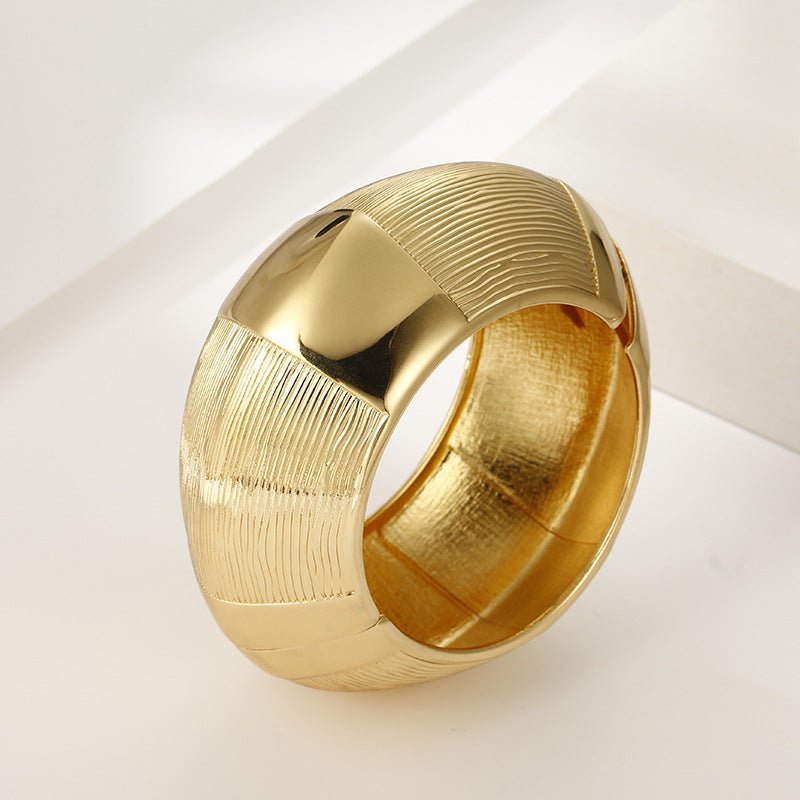 ACOOE 14K Gold Plated Chunky Wide Cuff Bracelet 04 - ACOOE