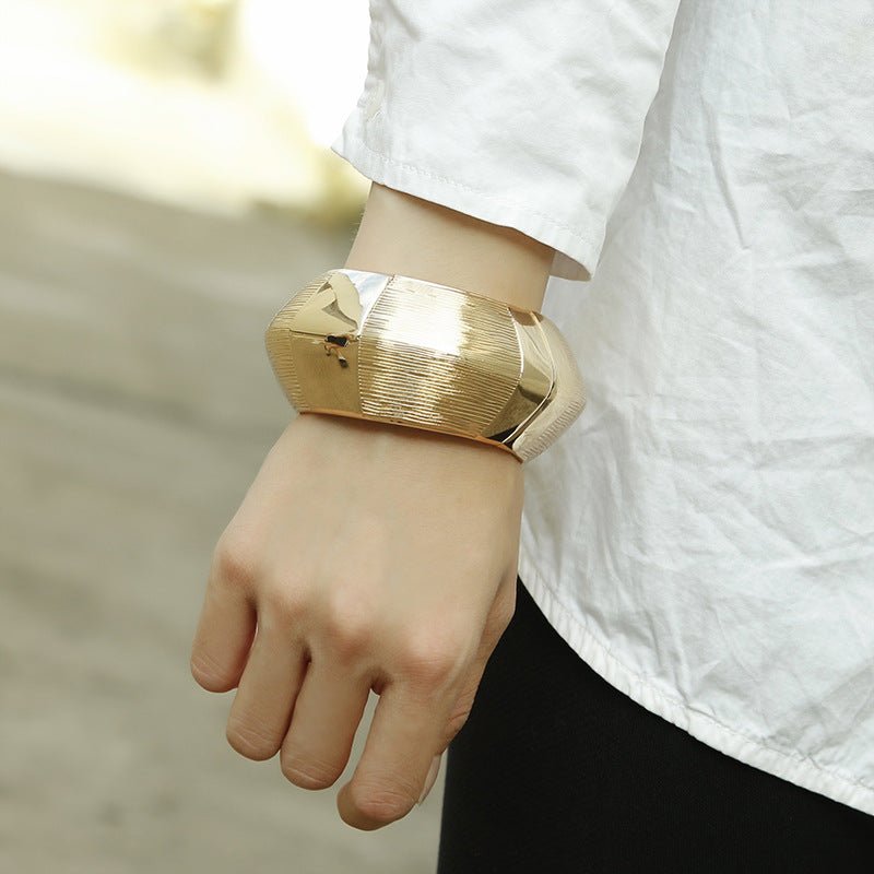 ACOOE 14K Gold Plated Chunky Wide Cuff Bracelet 04 - ACOOE