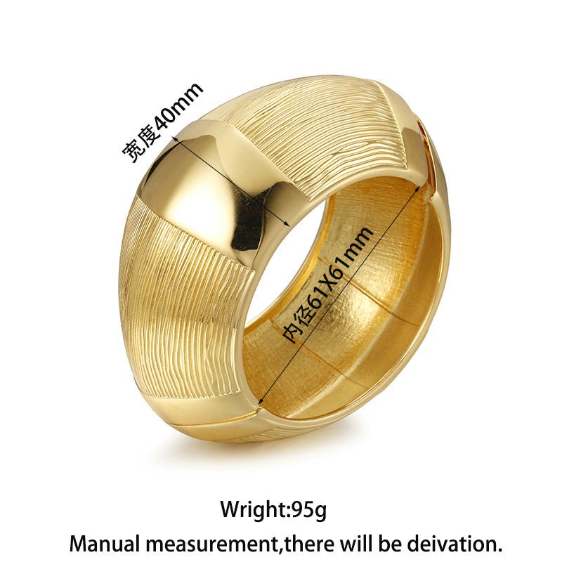 ACOOE 14K Gold Plated Chunky Wide Cuff Bracelet 04 - ACOOE