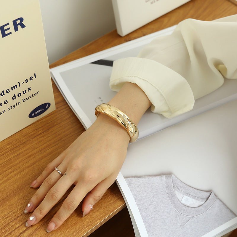 ACOOE 14K Gold - Plated Luxe Textured Bracelet 07 - ACOOE