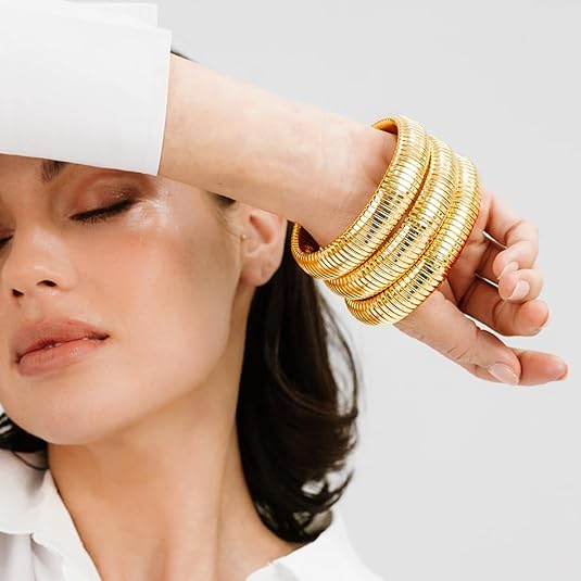 ACOOE 14K Gold - Plated Luxe Textured Bracelet 09 - ACOOE