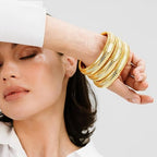 ACOOE 14K Gold - Plated Luxe Textured Bracelet 09 - ACOOE