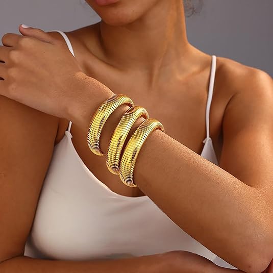 ACOOE 14K Gold - Plated Luxe Textured Bracelet 09 - ACOOE