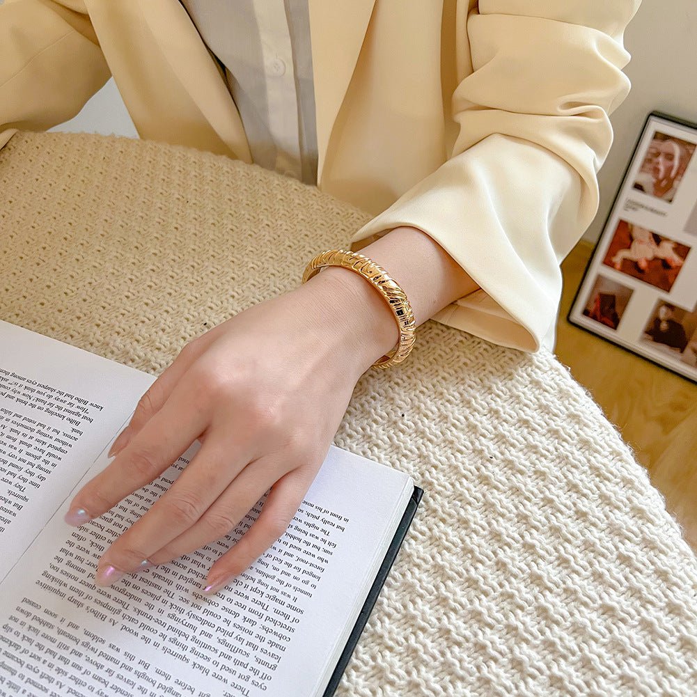 ACOOE 14K Gold - Plated Luxe Textured Bracelet 10 - ACOOE