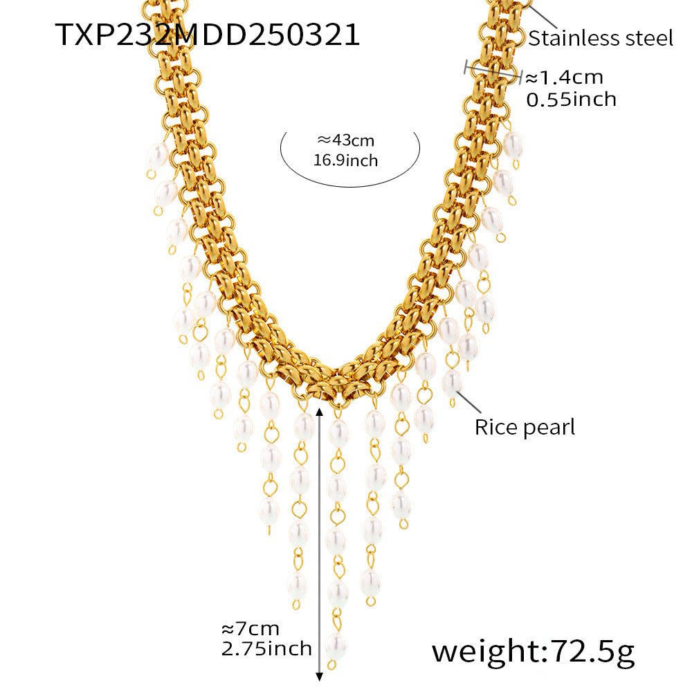 ACOOE 14K Gold Plated Peal Necklace Bracelet Set - ACOOE
