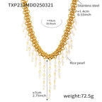 ACOOE 14K Gold Plated Peal Necklace Bracelet Set - ACOOE