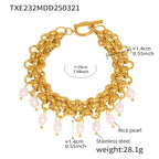 ACOOE 14K Gold Plated Peal Necklace Bracelet Set - ACOOE