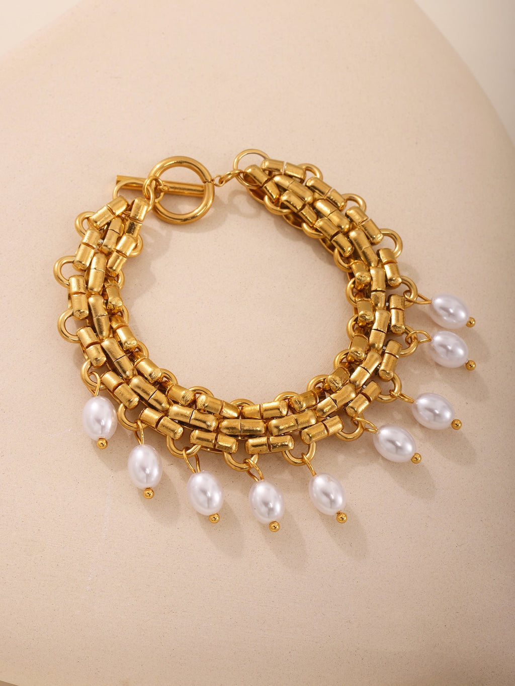 ACOOE 14K Gold Plated Peal Necklace Bracelet Set - ACOOE