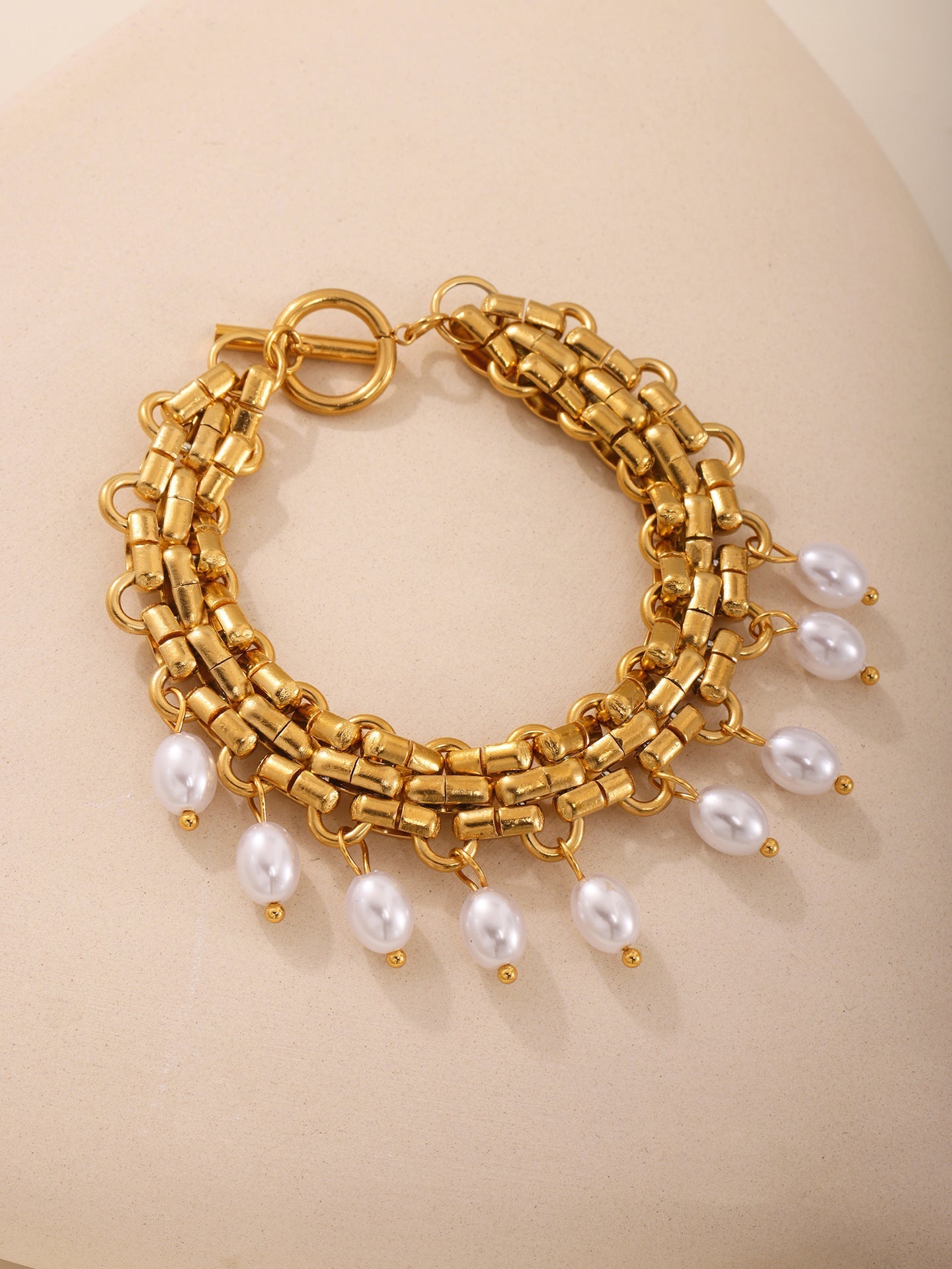 ACOOE 14K Gold Plated Peal Necklace Bracelet Set - ACOOE