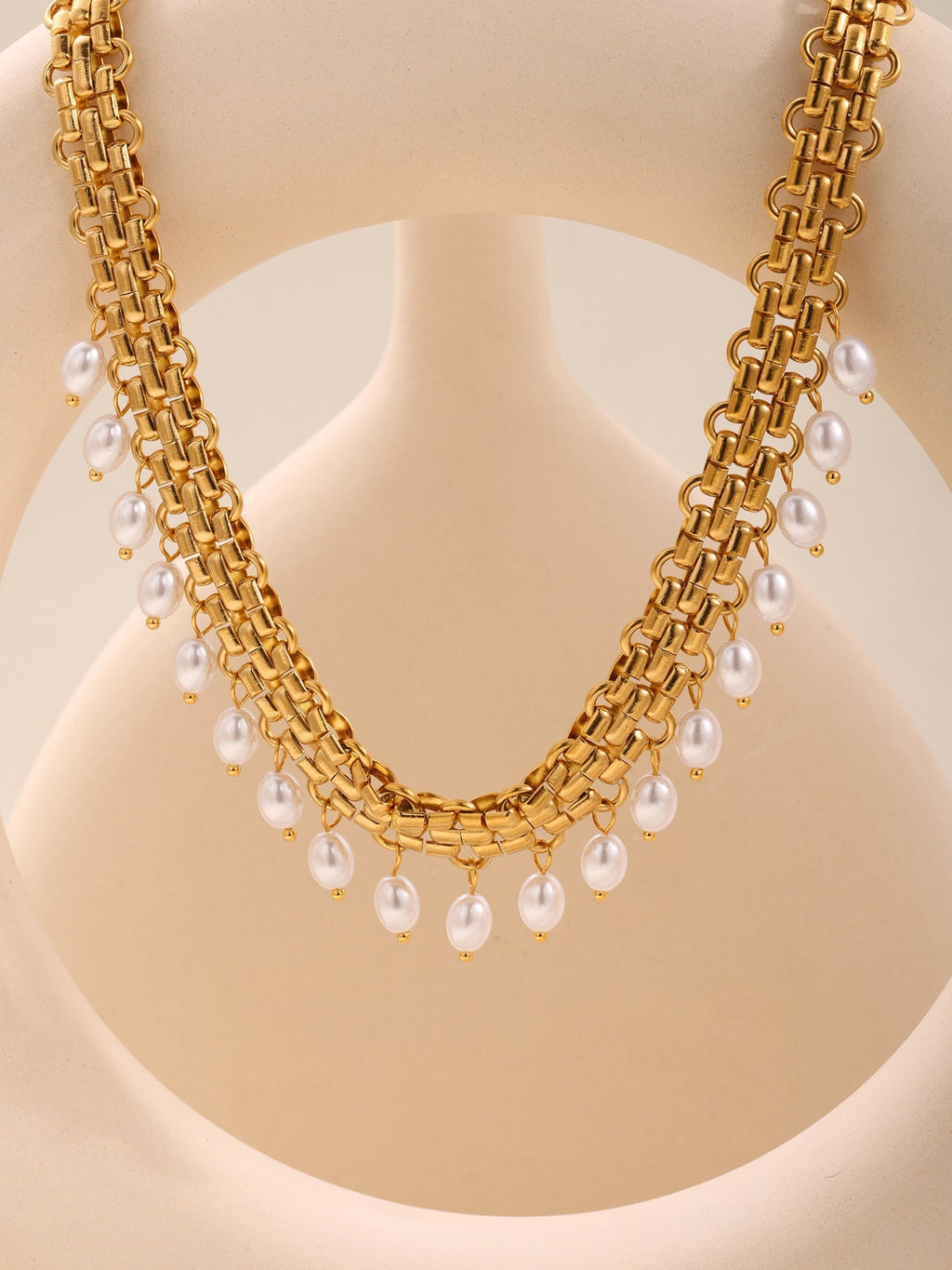 ACOOE 14K Gold Plated Peal Necklace Bracelet Set - ACOOE