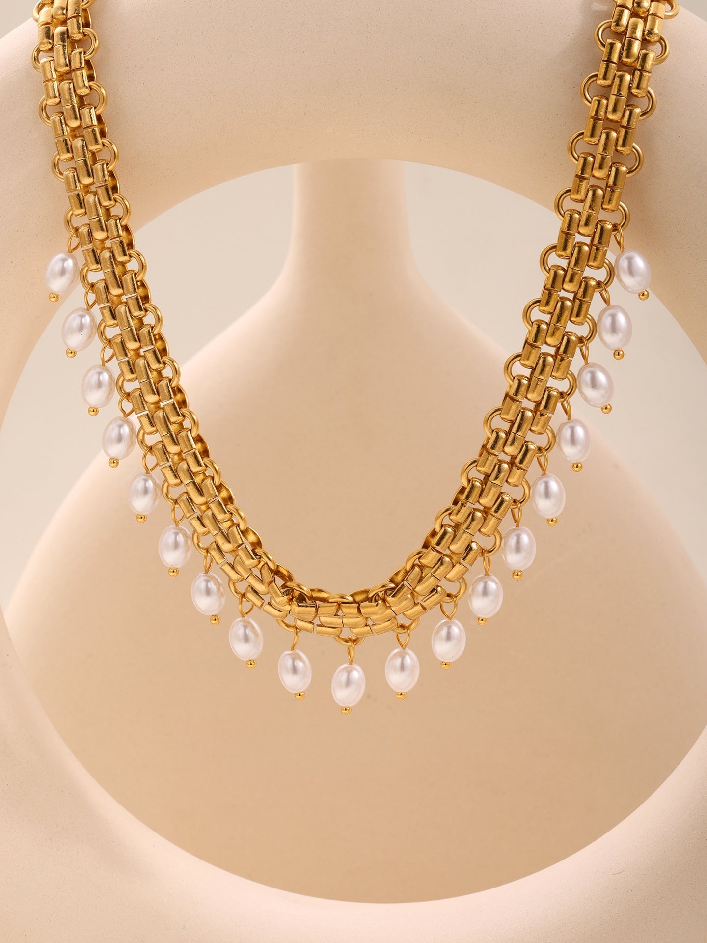 ACOOE 14K Gold Plated Peal Necklace Bracelet Set - ACOOE