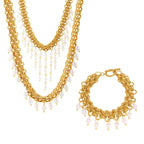 ACOOE 14K Gold Plated Peal Necklace Bracelet Set - ACOOE