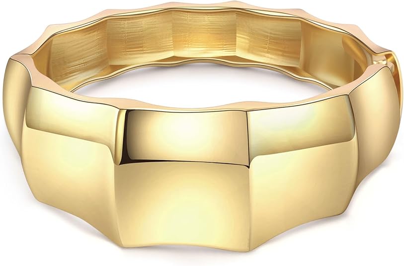 ACOOE 14K Gold Plated Wide Cuff Bracelet 01 - ACOOE