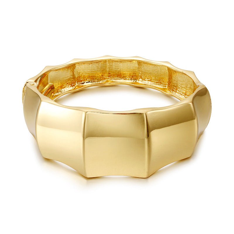 ACOOE 14K Gold Plated Wide Cuff Bracelet 01 - ACOOE