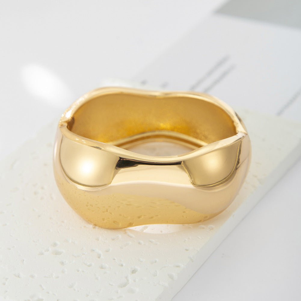 ACOOE 14K Gold Plated Wide Cuff Bracelet 02 - ACOOE