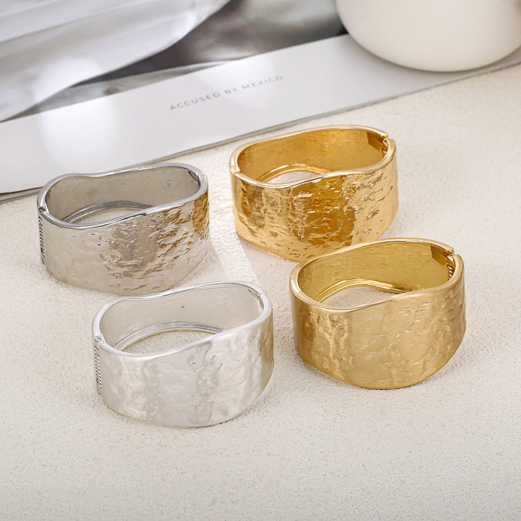 ACOOE 14K Gold Plated Wide Cuff Bracelet 03 - ACOOE