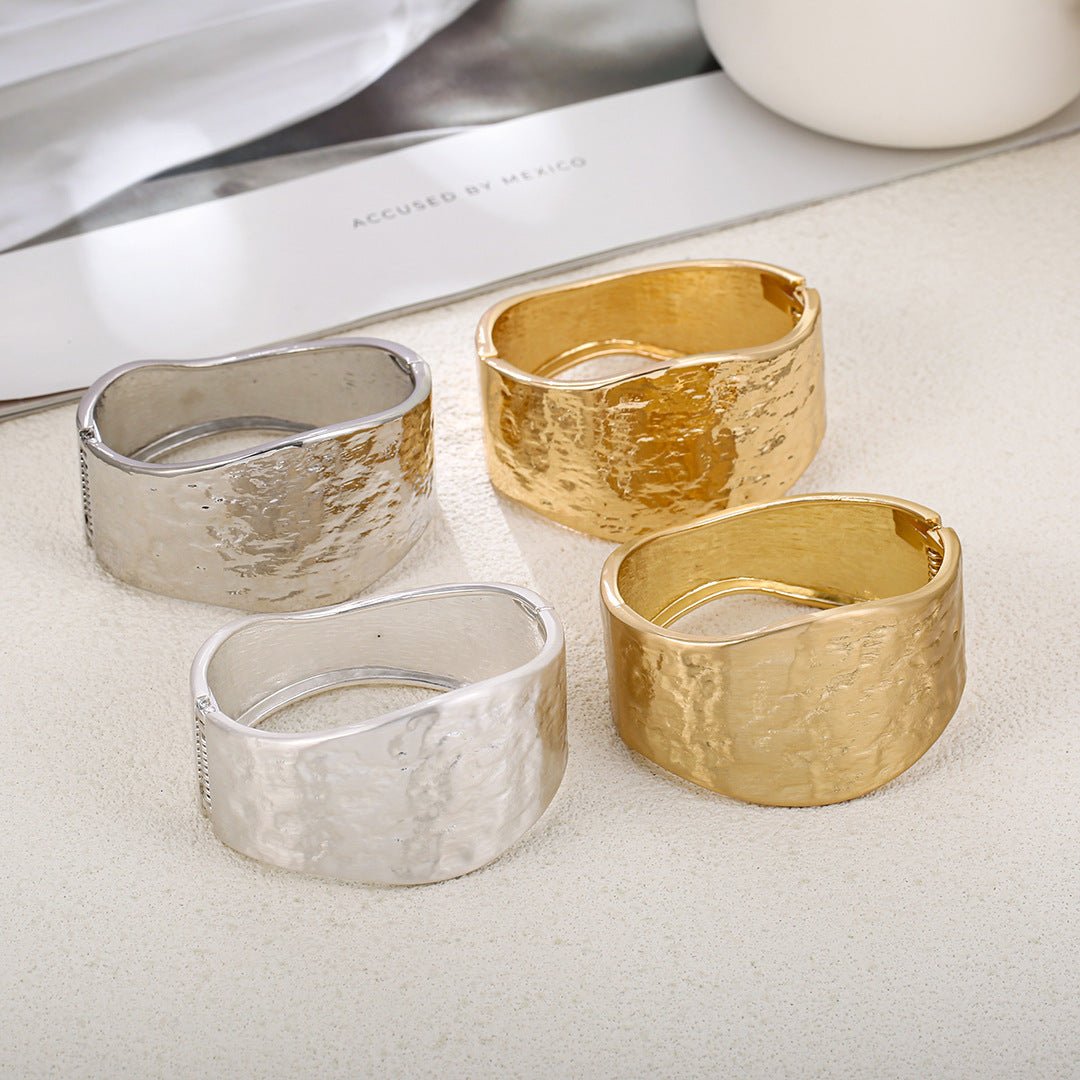 ACOOE 14K Gold Plated Wide Cuff Bracelet 03 - ACOOE