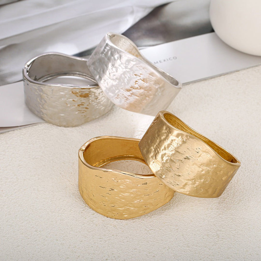 ACOOE 14K Gold Plated Wide Cuff Bracelet 03 - ACOOE