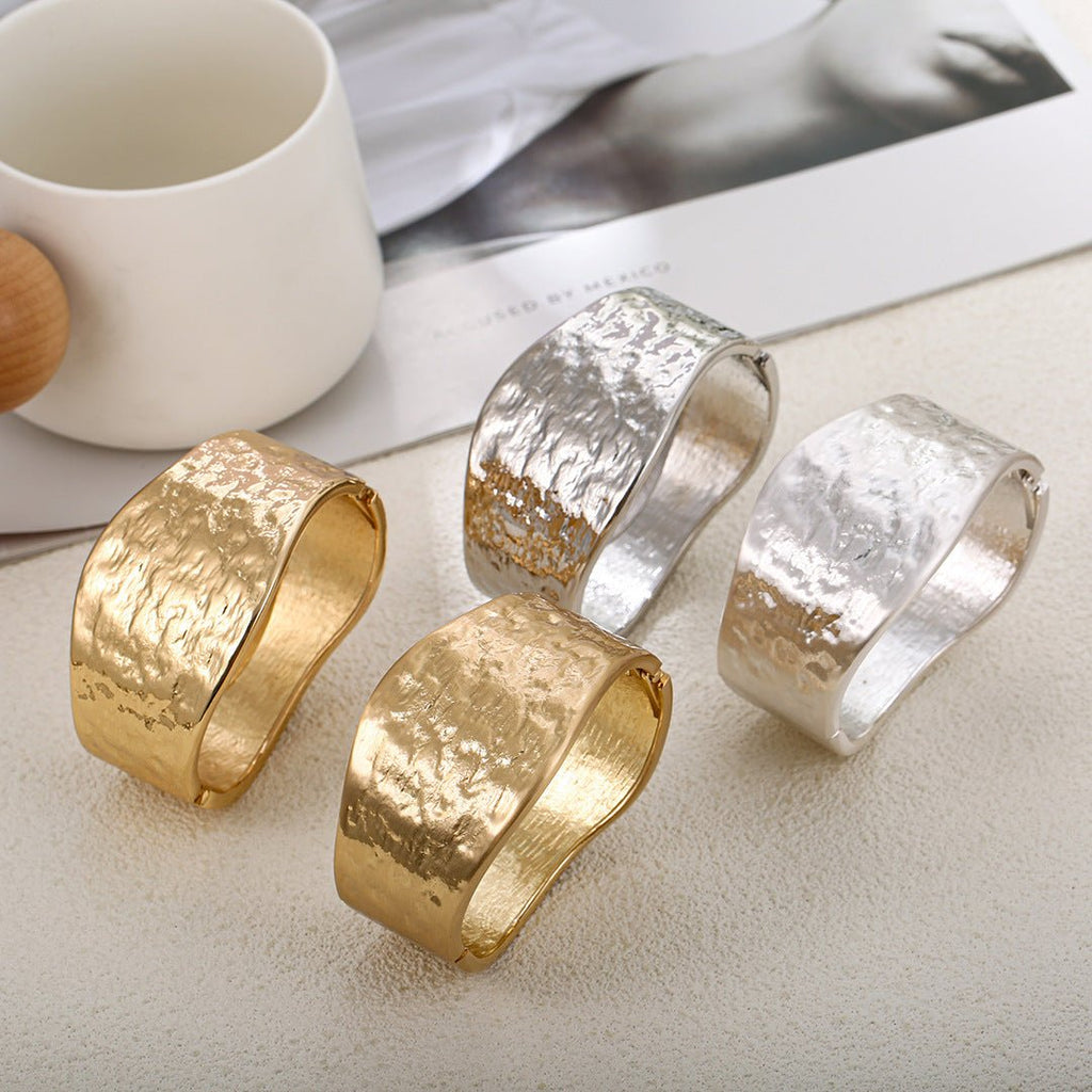 ACOOE 14K Gold Plated Wide Cuff Bracelet 03 - ACOOE