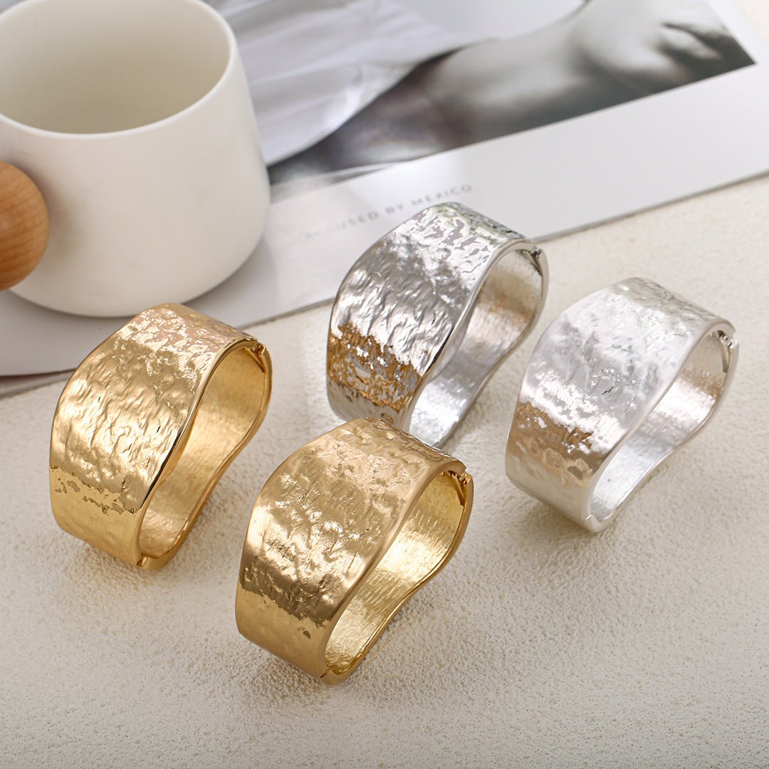 ACOOE 14K Gold Plated Wide Cuff Bracelet 03 - ACOOE
