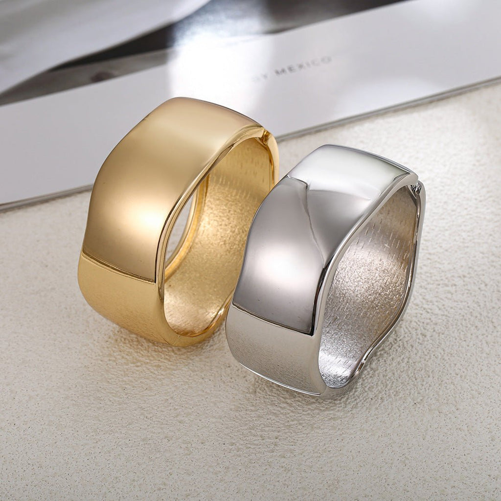 ACOOE 14K Gold Plated Wide Cuff Bracelet 04 - ACOOE