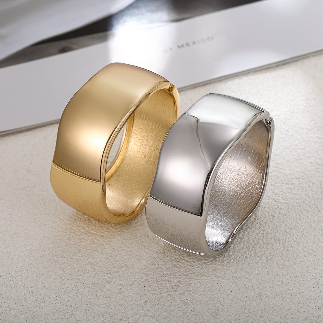 ACOOE 14K Gold Plated Wide Cuff Bracelet 04 - ACOOE