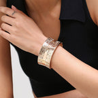 ACOOE 14K Gold Plated Wide Cuff Bracelet 05 - ACOOE