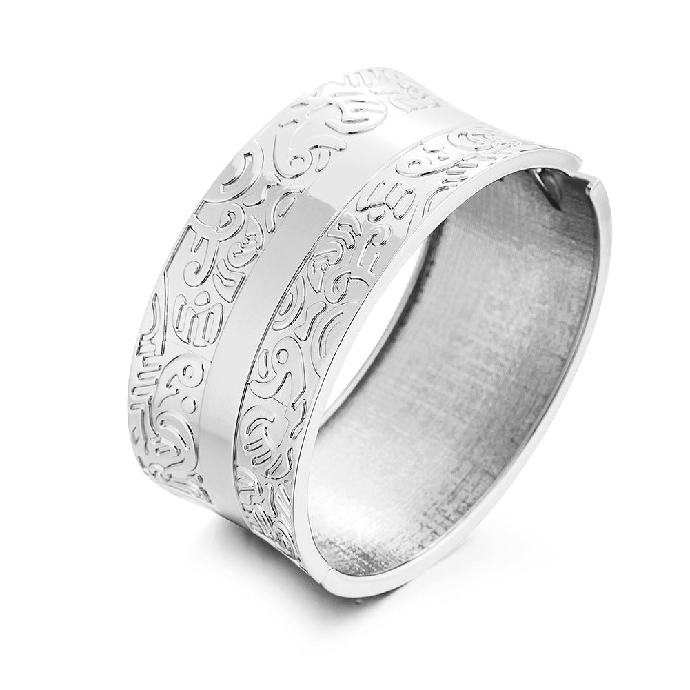 ACOOE 14K Gold Plated Wide Cuff Bracelet 05 - ACOOE