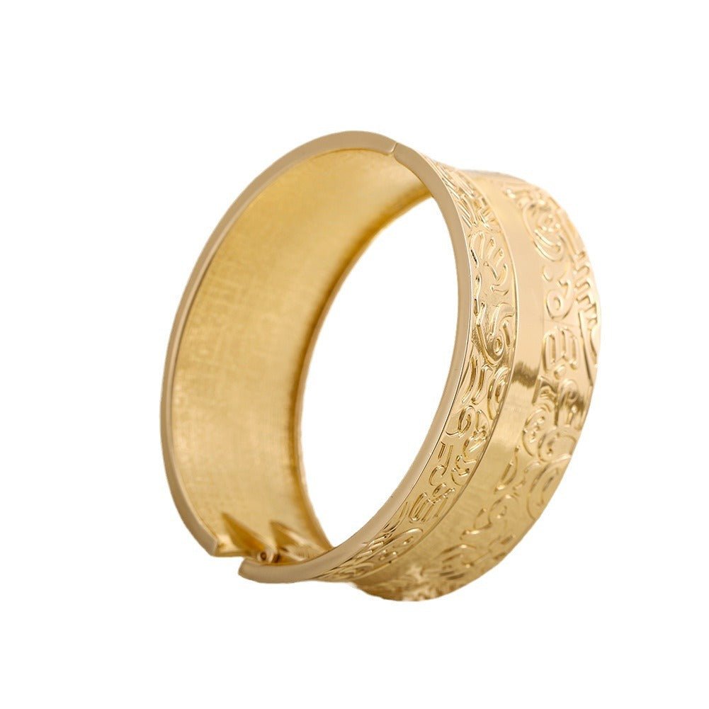 ACOOE 14K Gold Plated Wide Cuff Bracelet 05 - ACOOE