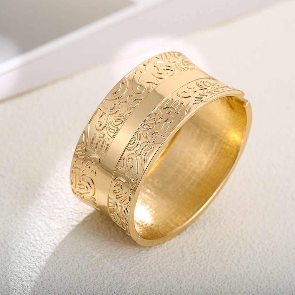 ACOOE 14K Gold Plated Wide Cuff Bracelet 05 - ACOOE