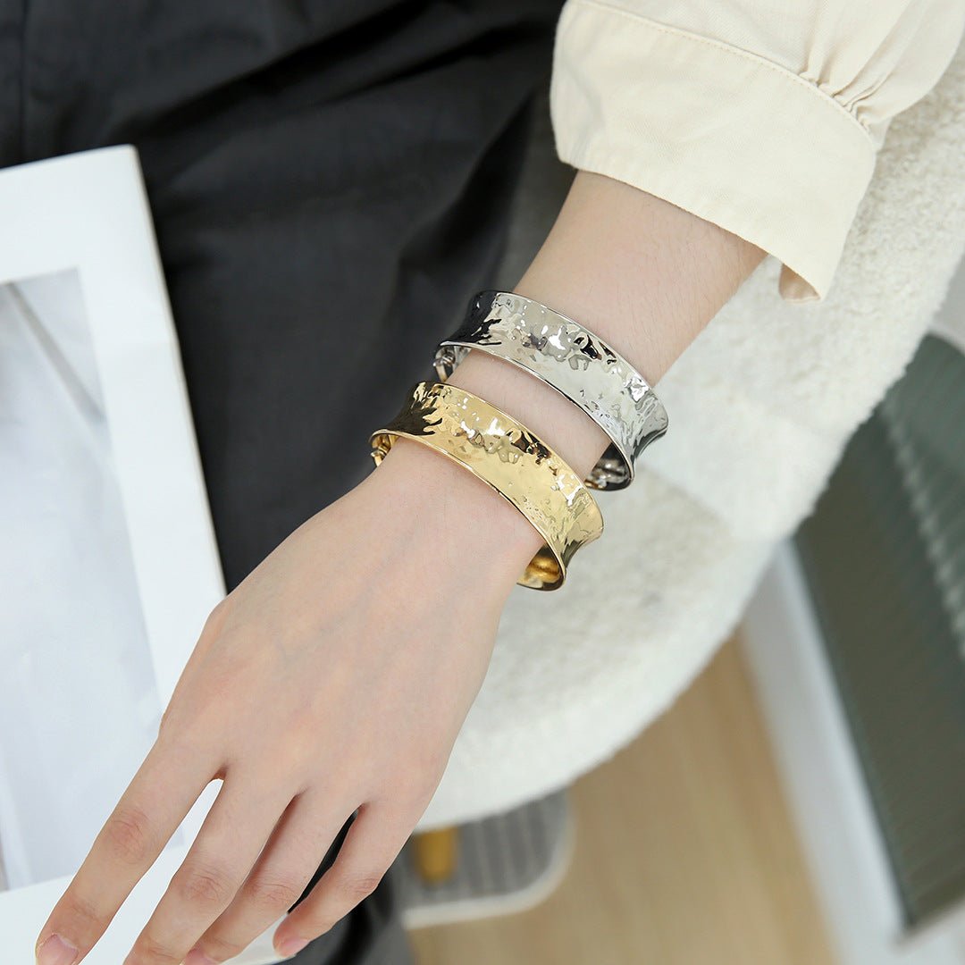 ACOOE 14K Gold Plated Wide Cuff Bracelet 06 - ACOOE