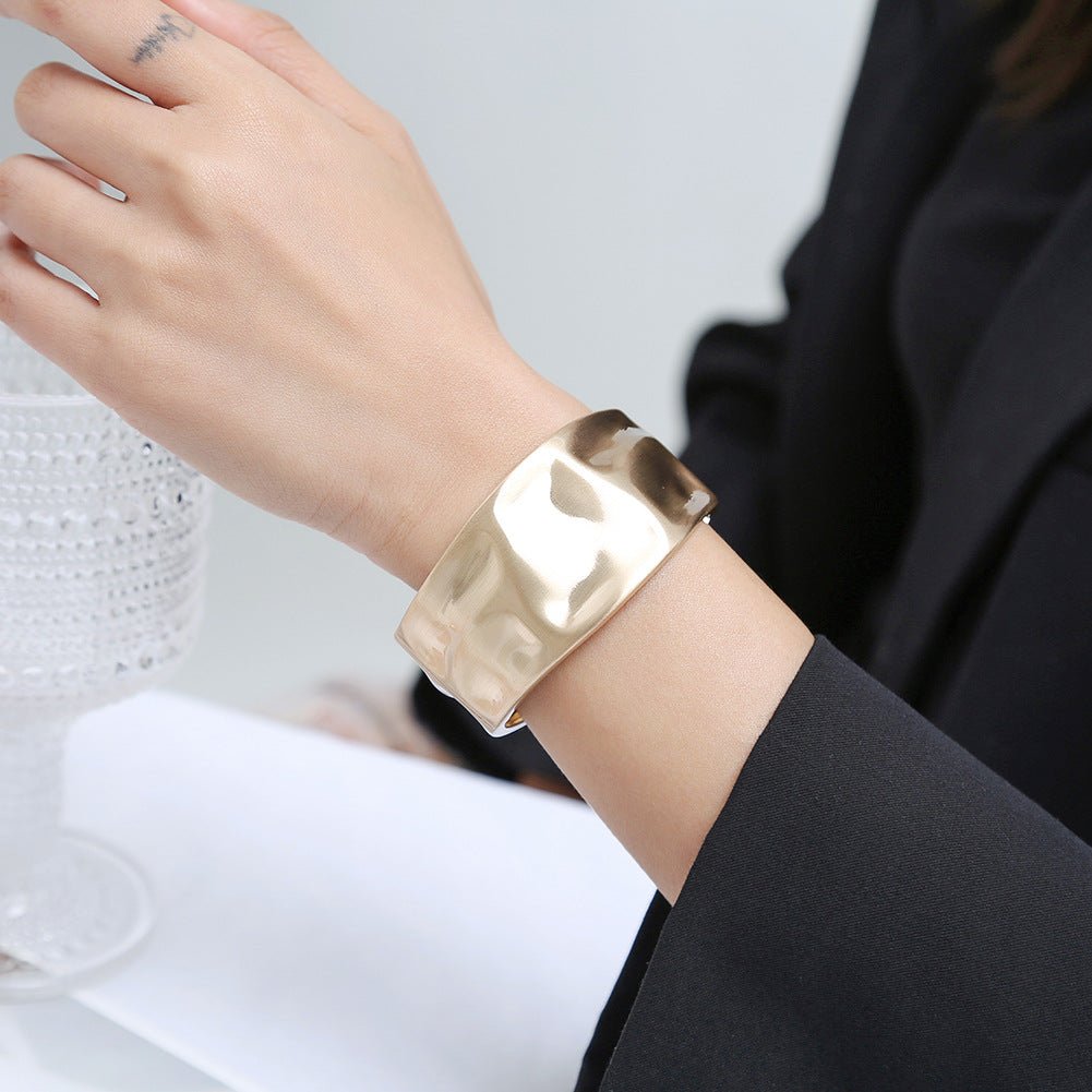 ACOOE 14K Gold Plated Wide Cuff Bracelet 07 - ACOOE