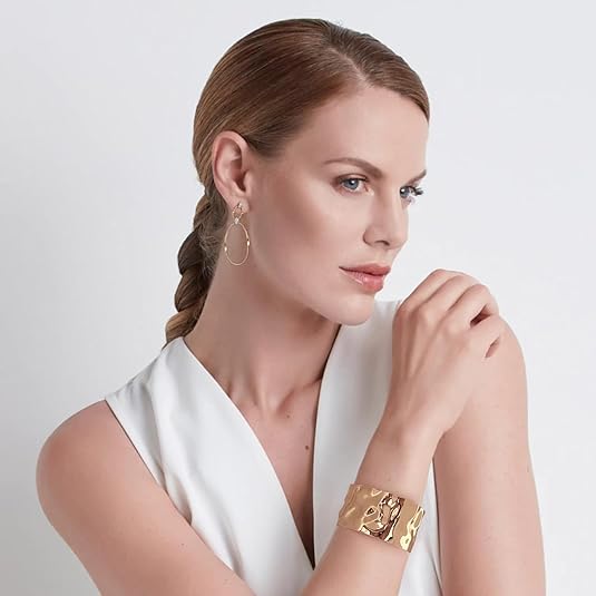 ACOOE 14K Gold Plated Wide Cuff Bracelet 07 - ACOOE