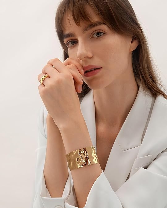 ACOOE 14K Gold Plated Wide Cuff Bracelet 07 - ACOOE