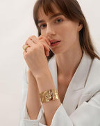 ACOOE 14K Gold Plated Wide Cuff Bracelet 07 - ACOOE