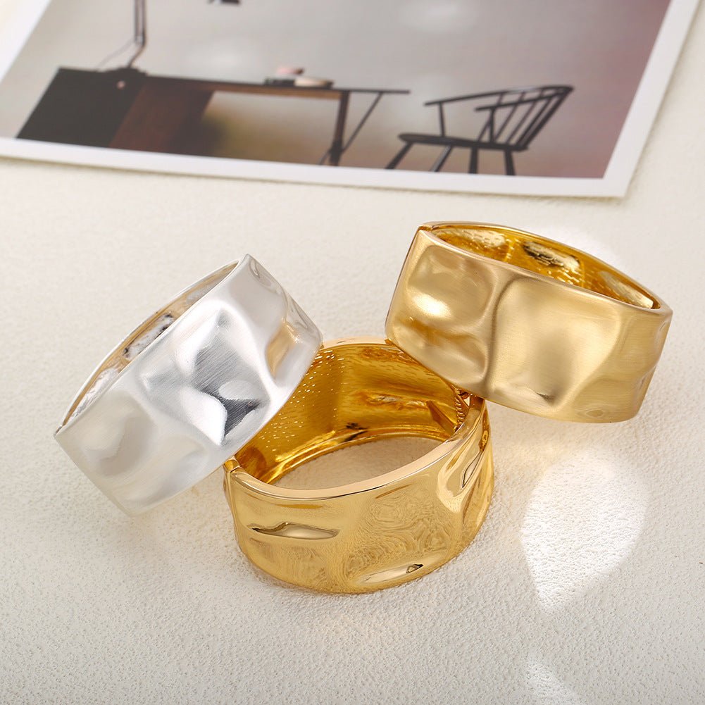 ACOOE 14K Gold Plated Wide Cuff Bracelet 07 - ACOOE