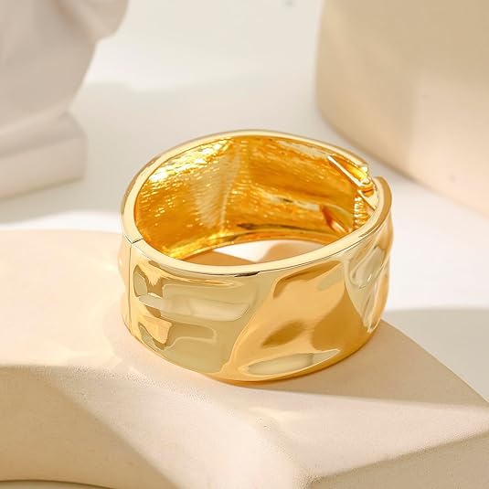 ACOOE 14K Gold Plated Wide Cuff Bracelet 07 - ACOOE