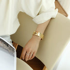 ACOOE 14K Gold Plated Wide Cuff Bracelet 08 - ACOOE
