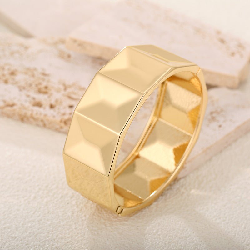 ACOOE 14K Gold Plated Wide Cuff Bracelet 08 - ACOOE