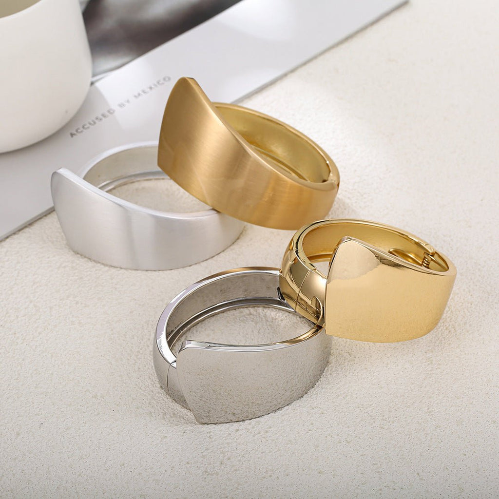 ACOOE 14K Gold Plated Wide Cuff Bracelet 09 - ACOOE