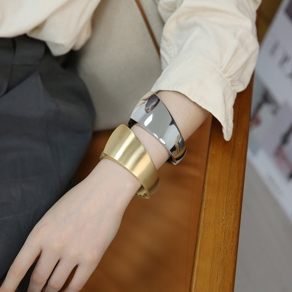 ACOOE 14K Gold Plated Wide Cuff Bracelet 09 - ACOOE