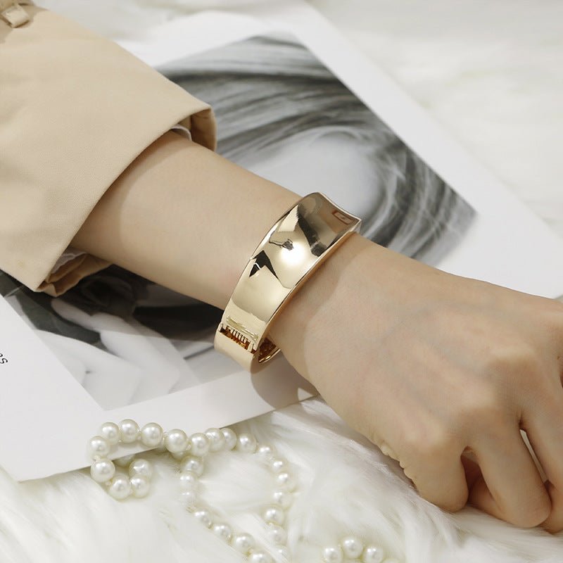 ACOOE 14K Gold Plated Wide Cuff Bracelet 12 - ACOOE