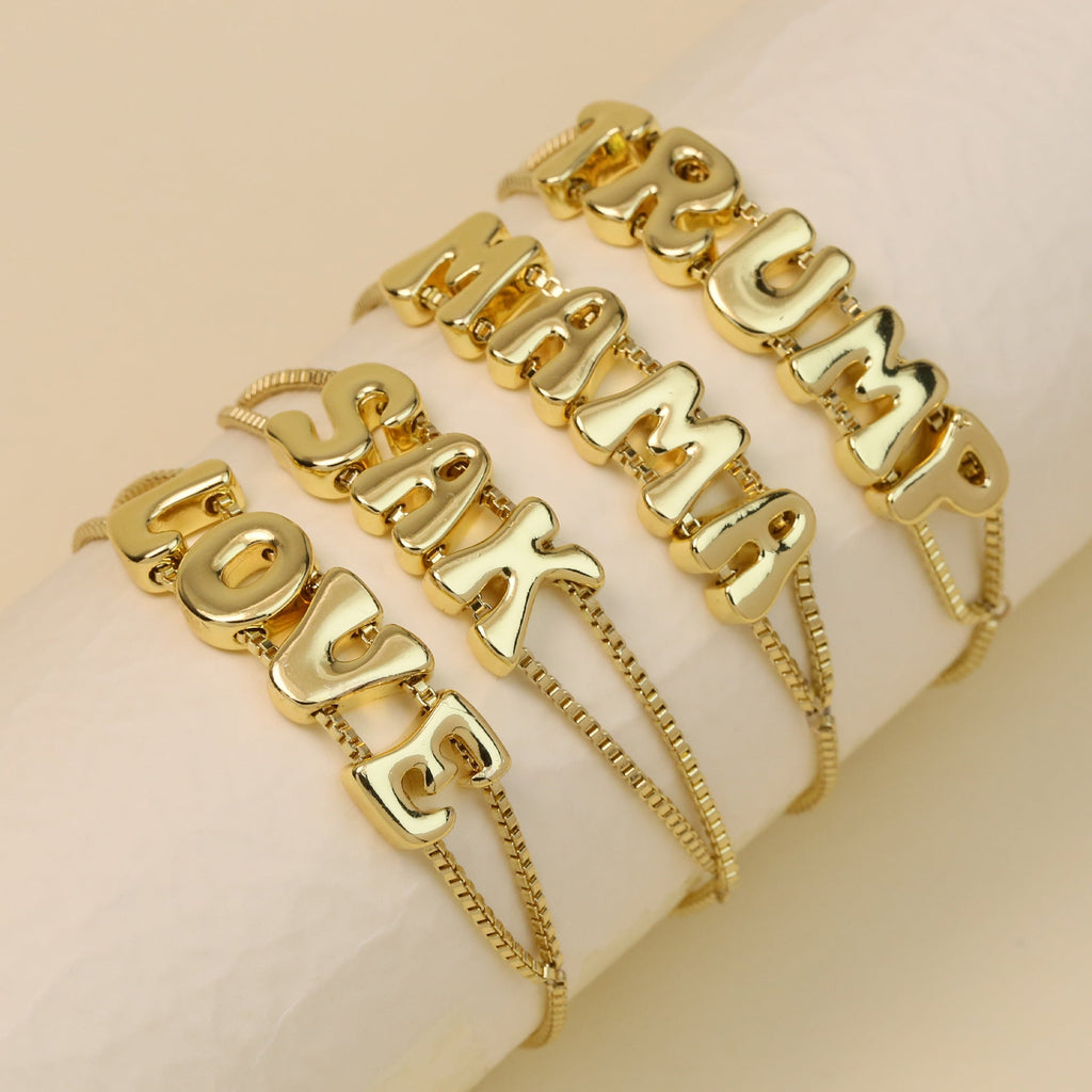 ACOOE 18K Brass Smooth DIY Name Bracelet 01 - ACOOE
