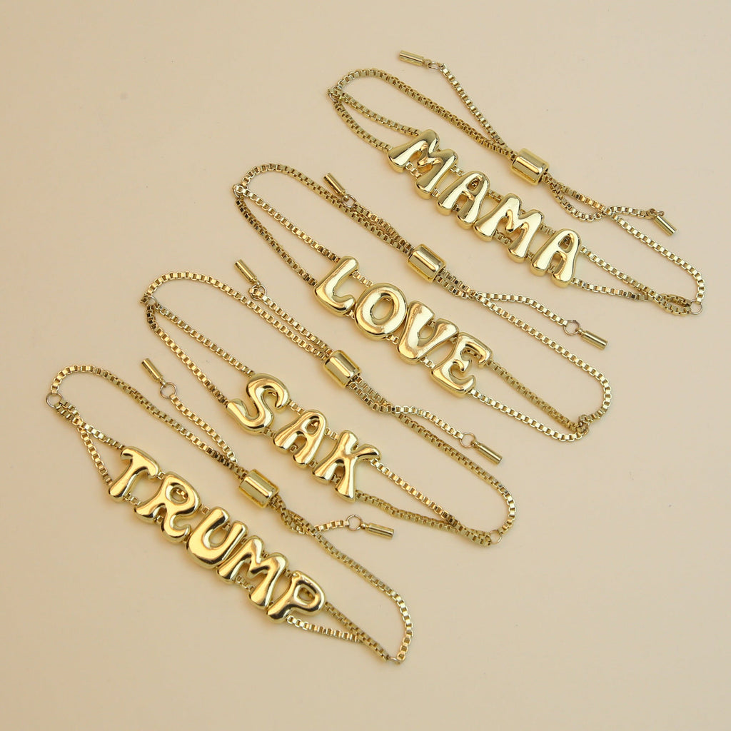 ACOOE 18K Brass Smooth DIY Name Bracelet 01 - ACOOE